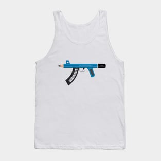 Art as a Weapon Against War - Pencil Machine Gun Design Tank Top